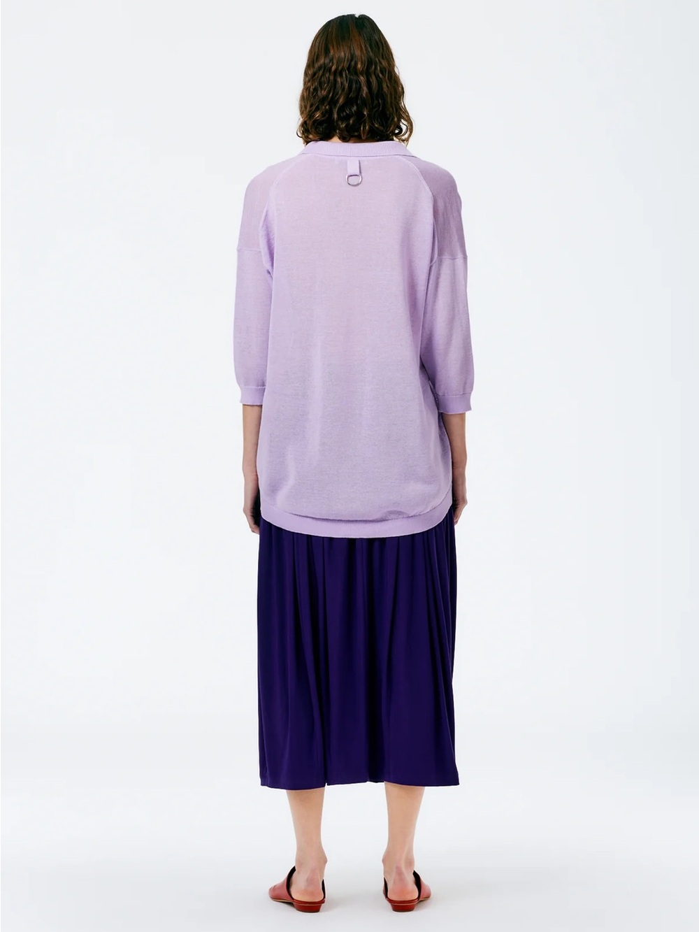 TIBI Crispy Viscose Sweater Easy Polo in Dusty Lavender - Picture 4 of 7